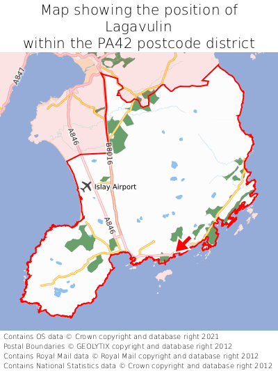 Map showing location of Lagavulin within PA42