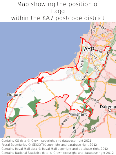 Map showing location of Lagg within KA7