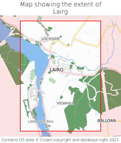 Map showing extent of Lairg as bounding box
