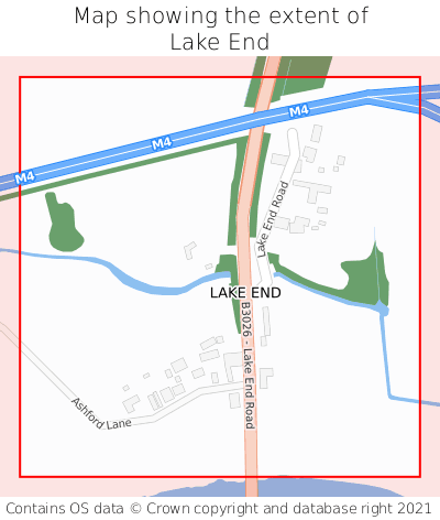 Map showing extent of Lake End as bounding box