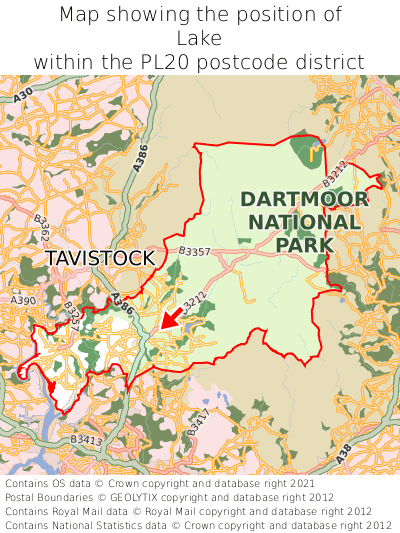 Map showing location of Lake within PL20