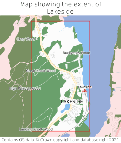 Map showing extent of Lakeside as bounding box
