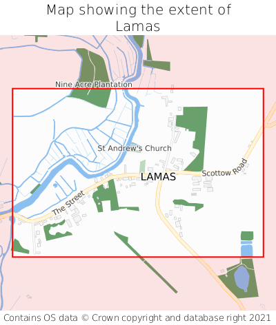 Map showing extent of Lamas as bounding box