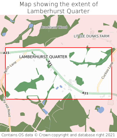 Map showing extent of Lamberhurst Quarter as bounding box