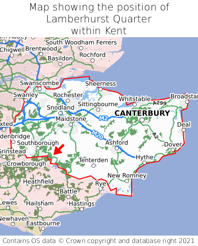 Map showing location of Lamberhurst Quarter within Kent