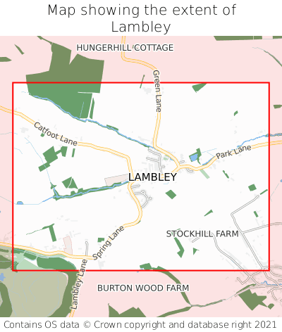 Map showing extent of Lambley as bounding box