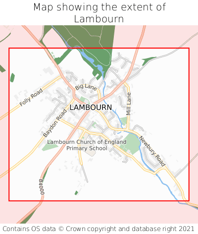 Map showing extent of Lambourn as bounding box