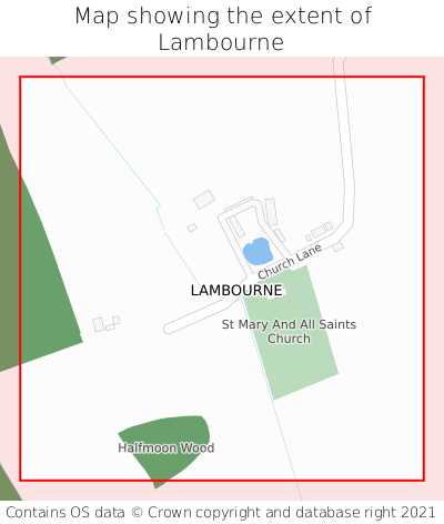 Map showing extent of Lambourne as bounding box