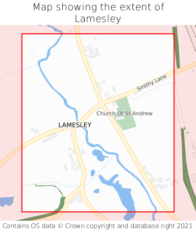 Map showing extent of Lamesley as bounding box