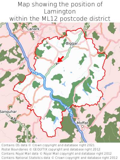 Map showing location of Lamington within ML12