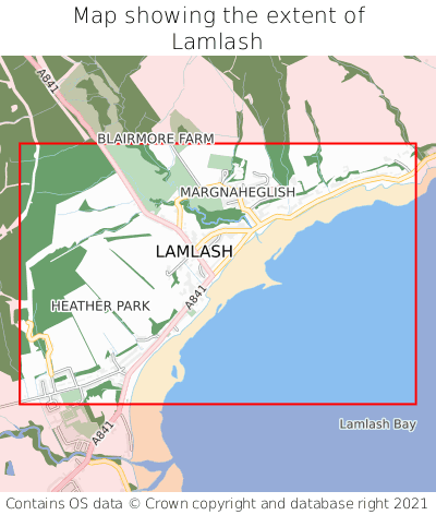 Map showing extent of Lamlash as bounding box