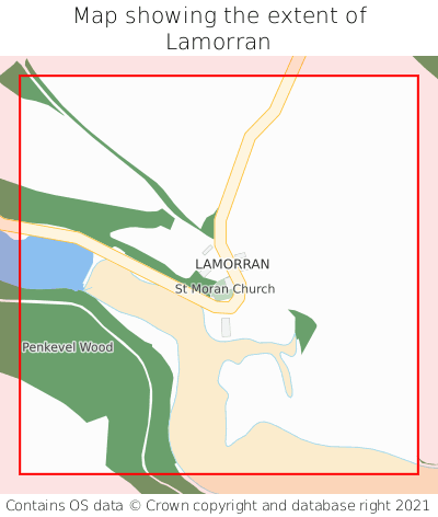 Map showing extent of Lamorran as bounding box