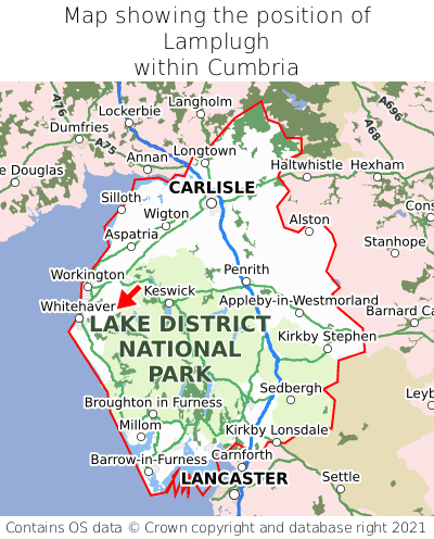 Map showing location of Lamplugh within Cumbria