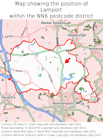 Map showing location of Lamport within NN6