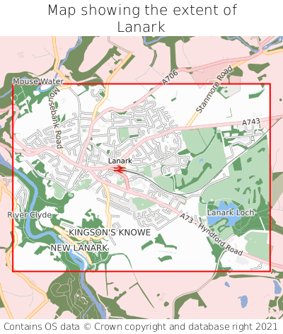 Map showing extent of Lanark as bounding box