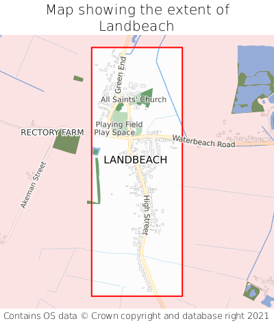 Map showing extent of Landbeach as bounding box