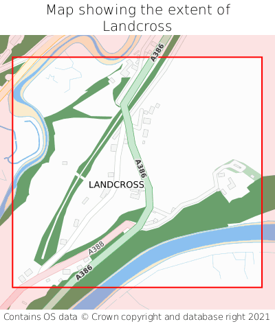 Map showing extent of Landcross as bounding box