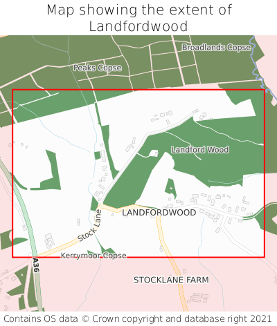 Map showing extent of Landfordwood as bounding box
