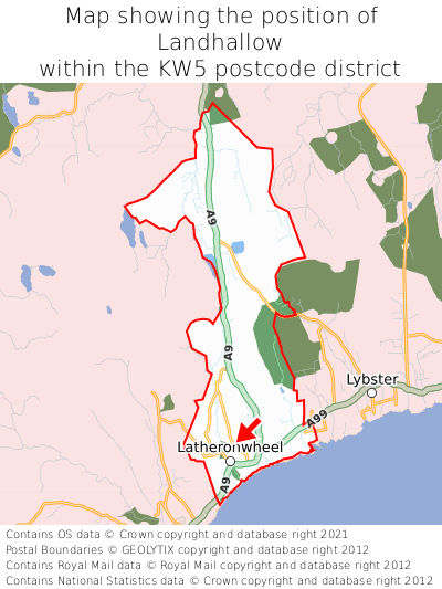 Map showing location of Landhallow within KW5