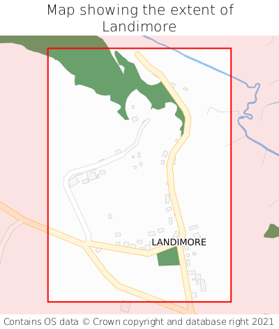 Map showing extent of Landimore as bounding box