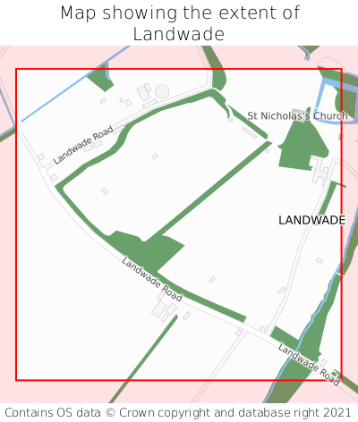 Map showing extent of Landwade as bounding box