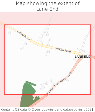 Map showing extent of Lane End as bounding box