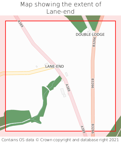 Map showing extent of Lane-end as bounding box