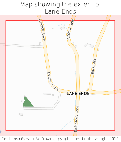 Map showing extent of Lane Ends as bounding box