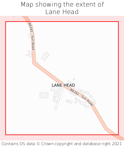 Map showing extent of Lane Head as bounding box