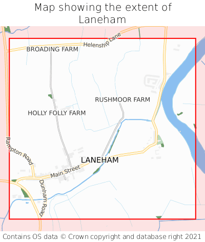 Map showing extent of Laneham as bounding box