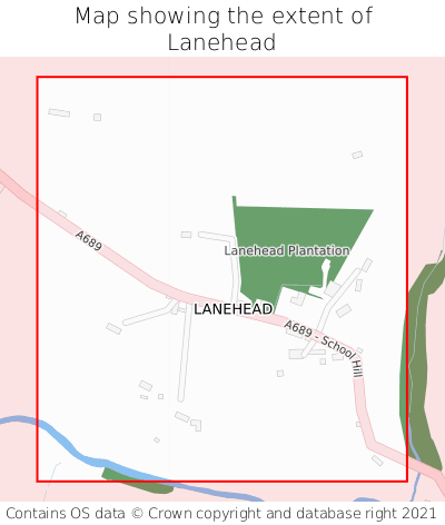 Map showing extent of Lanehead as bounding box