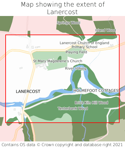 Map showing extent of Lanercost as bounding box