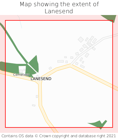 Map showing extent of Lanesend as bounding box