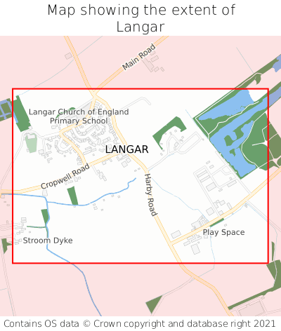 Map showing extent of Langar as bounding box