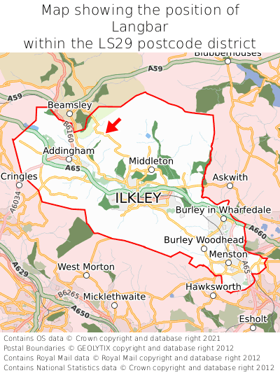 Map showing location of Langbar within LS29