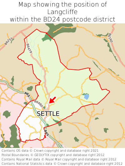 Map showing location of Langcliffe within BD24