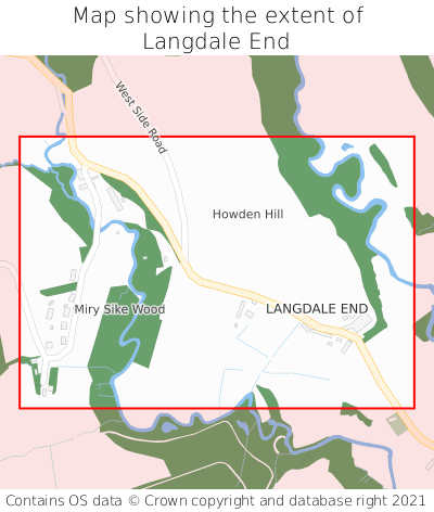 Map showing extent of Langdale End as bounding box