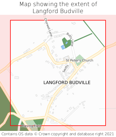 Map showing extent of Langford Budville as bounding box