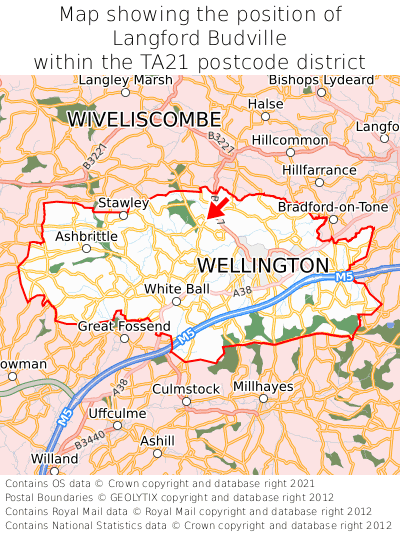 Map showing location of Langford Budville within TA21