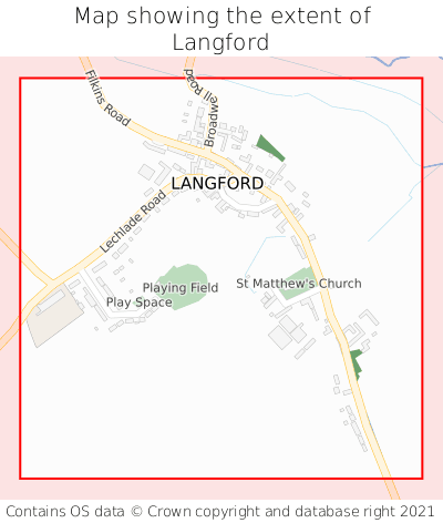 Map showing extent of Langford as bounding box