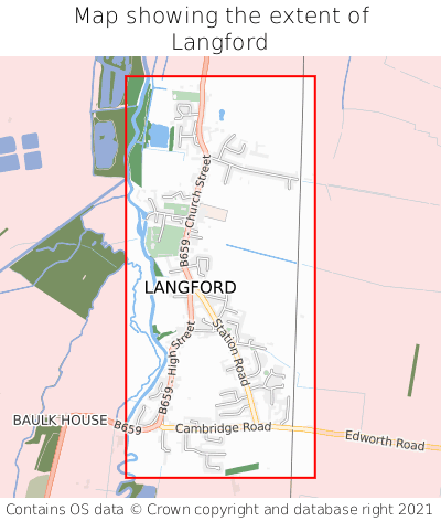 Map showing extent of Langford as bounding box