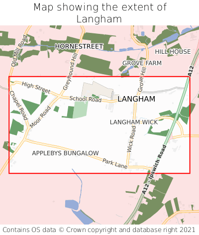 Map showing extent of Langham as bounding box