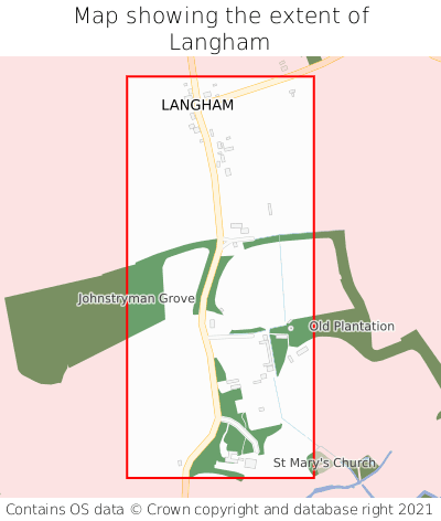 Map showing extent of Langham as bounding box