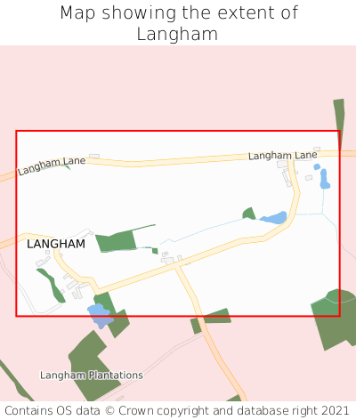Map showing extent of Langham as bounding box