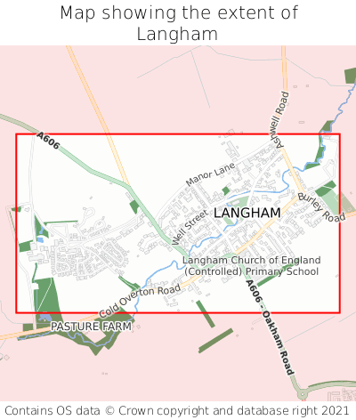 Map showing extent of Langham as bounding box