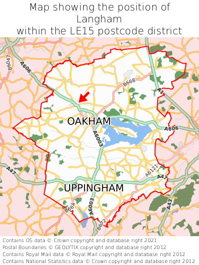 Map showing location of Langham within LE15