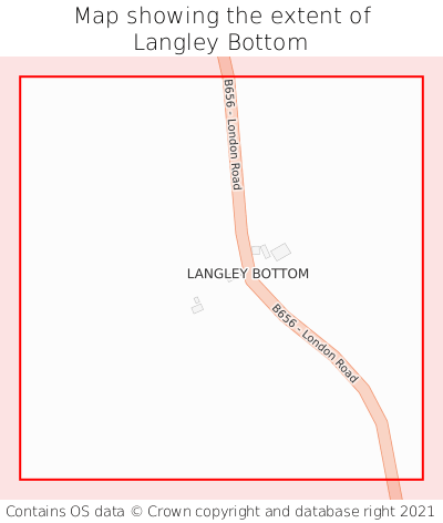 Map showing extent of Langley Bottom as bounding box