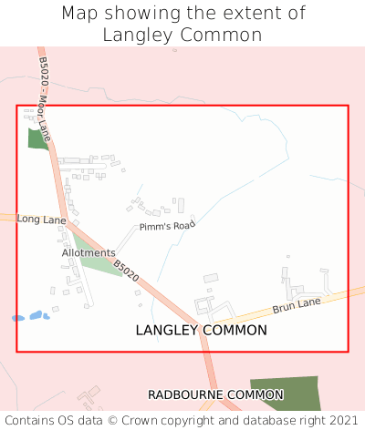 Map showing extent of Langley Common as bounding box