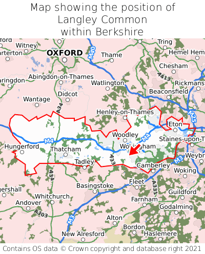 Map showing location of Langley Common within Berkshire