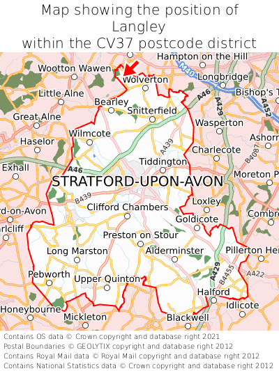 Map showing location of Langley within CV37